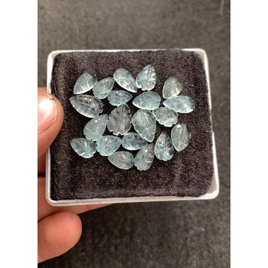 High Quality Natural Aquamarine Hand Craved Leaf Shape Cabochons Gemstone For Jewelry